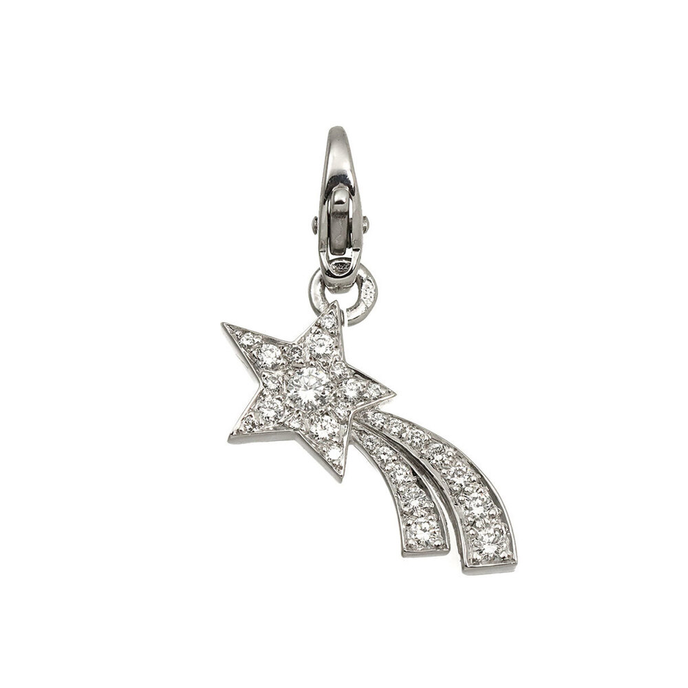Chanel Comet Star Diamond Pendant Top, 18K White Gold (750), Charm.